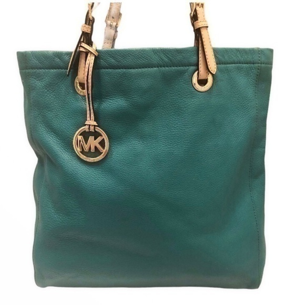 Michael kors green leather large tote bag